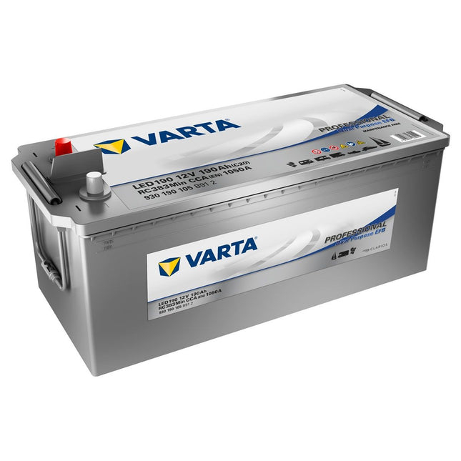 LED190 VARTA PROFESSIONAL DUAL PURPOSE EFB LEISURE BATTERY 190AH (LFD180) (930190105)-Powerland