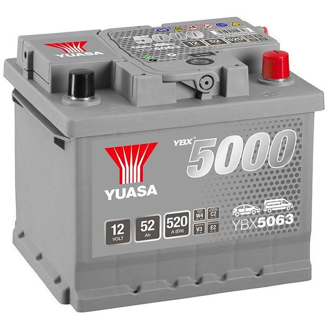 YBX5063 YUASA SILVER HIGH PERFORMANCE CAR BATTERY 12V 52AH HSB063-Powerland