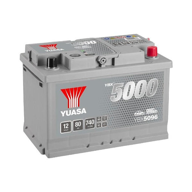 YBX5096 YUASA SILVER HIGH PERFORMANCE CAR BATTERY 12V 80AH CCA (EN) 740 A-Powerland