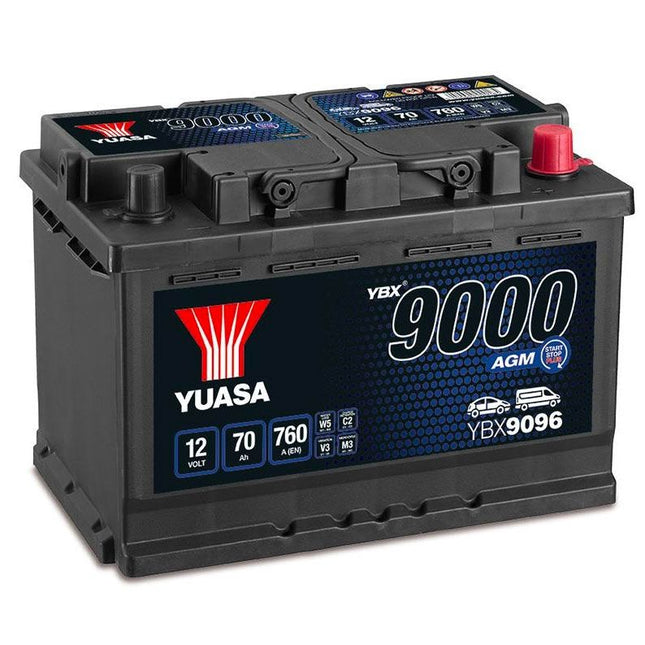 YBX9096 YUASA AGM START STOP CAR BATTERY 12V 70AH-Powerland