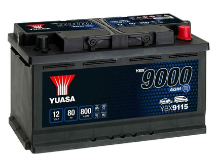 YBX9115 YUASA AGM START STOP CAR BATTERY 12V 80AH 800A 115-Powerland