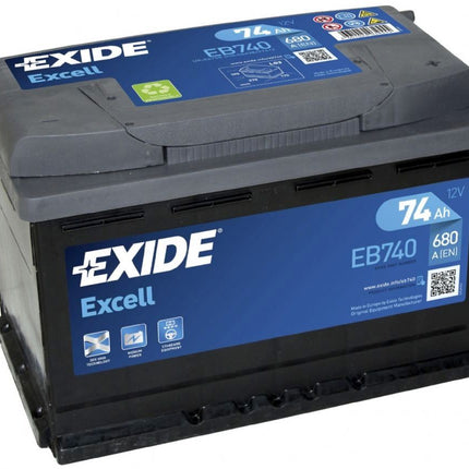067SE EXIDE EXCELL CAR BATTERY EB740 (EX18) 12V 74AH CCA (EN) 680A-Powerland