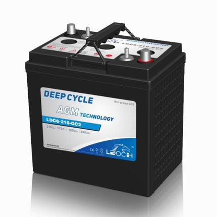 6V Leoch 210AH AGM Lead Carbon AGM Deep Cycle Battery (LDC6-210-GC2) (SLCA-6225-DT) (T105)-Powerland