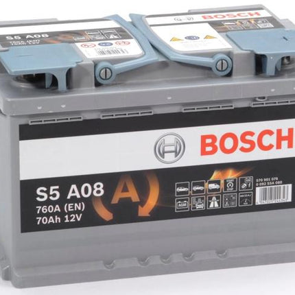 S5 A08 BOSCH AGM CAR BATTERY 12V 70AH (CCA 760amps) Type 096 AGM S5A08-Powerland