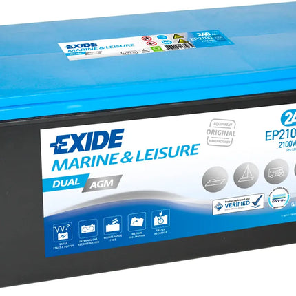 EXIDE EP2100 DUAL AGM LEISURE MARINE BATTERY-Powerland