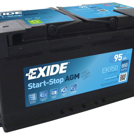 EK950 EXIDE START-STOP AGM CAR BATTERY 95AH 017AGM/019AGM CCA (EN) 850-Powerland