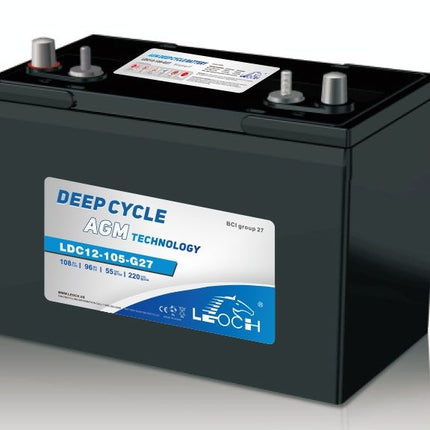 12V 105AH Leoch AGM Lead Carbon Deep Cycle Battery (LDC12-105-G27-DT) (SLCA-12115 DT)-Powerland