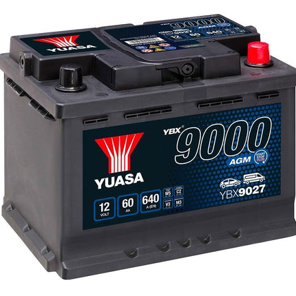 YBX9027 YUASA AGM START STOP CAR BATTERY 12V 60AH-Powerland